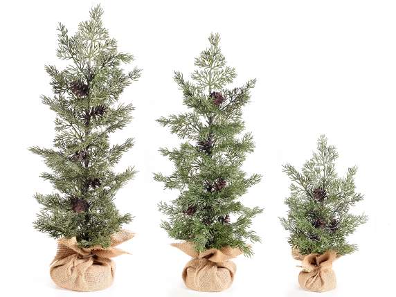 Set de 3 árboles de Navidad artificiales con luces LED y bas