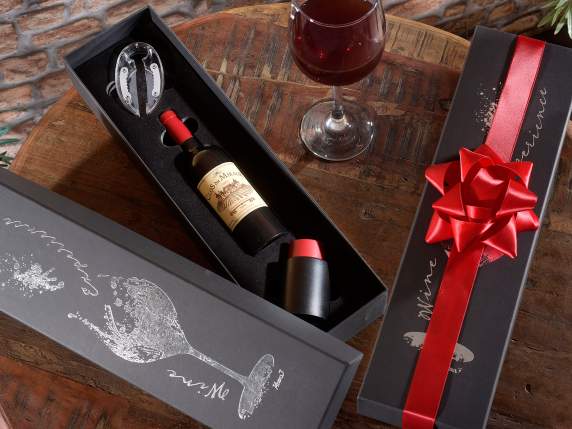 Caja regalo con 3 accesorios sumiller para vino.