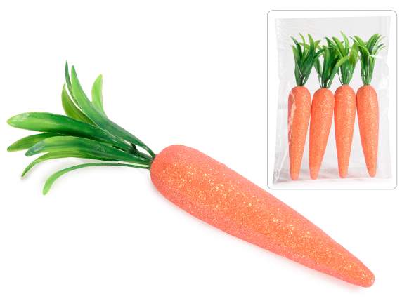 Pack de 4 zanahorias de poliestireno con efecto iridiscente