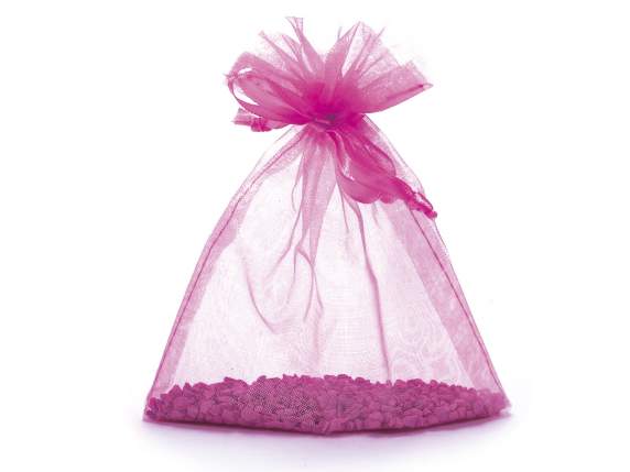 Bolsa de organza rosa fuerte 12x16 cm con lazo