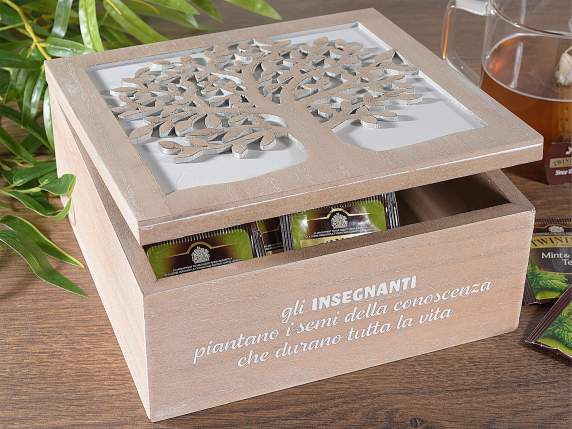 Caja de almacenamiento de madera con decoración Maestros