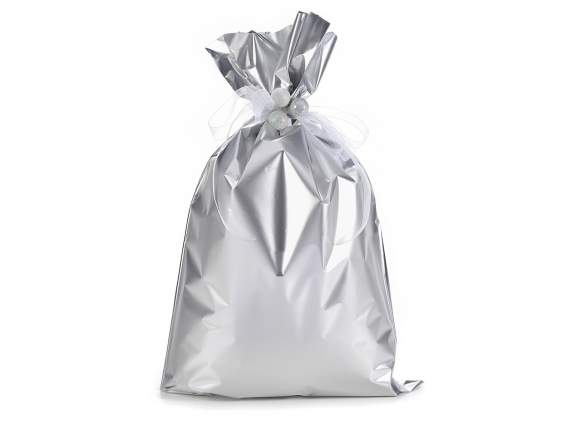Metallic gift  bag silver color cm 30x50 h