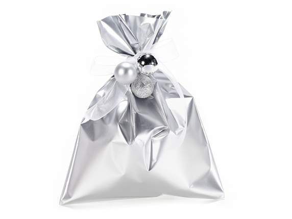 Metallic gift  bag silver color cm 15x20h