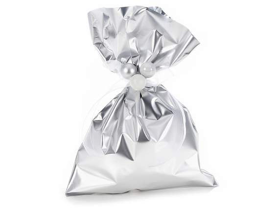 Metallic gift  bag silver color cm 20x30 H