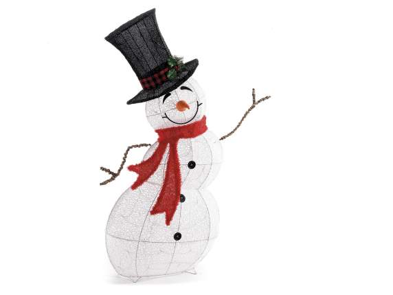 Omul de zăpadă cu miez metalic și fire sclipici cu lumini LE