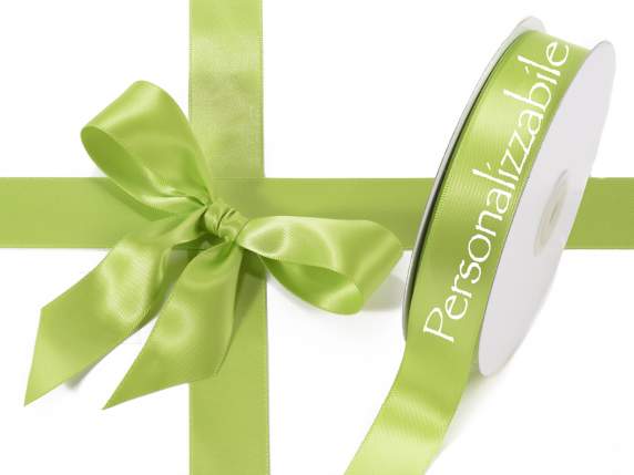 Satin double ribbon mm 25 apple green personalized