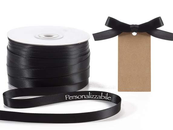 Satin double ribbon mm 10 black personalized