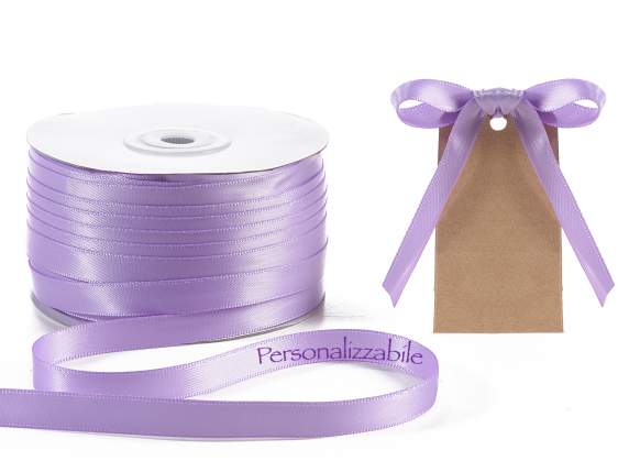 Satin double ribbon mm 10 lilac wisteria personalized