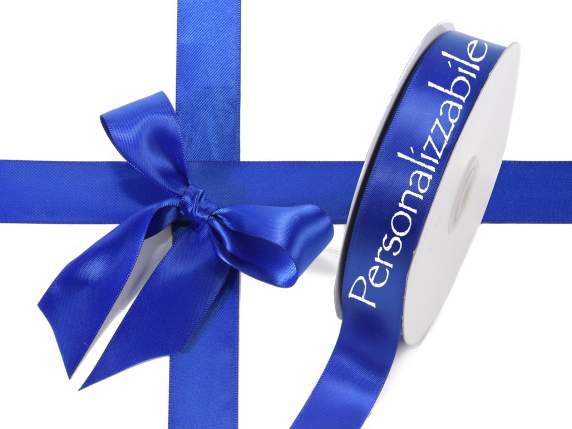 Satin double ribbon mm 25 royal blue personalized