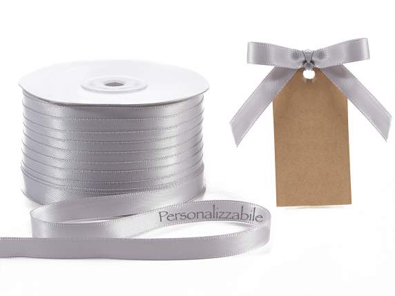 Satin ribbon mm 10 silver grey personalized