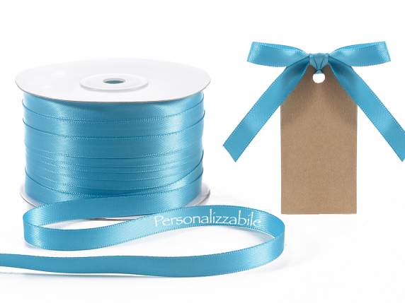 Satin double ribbon mm 10 turquoise personalized