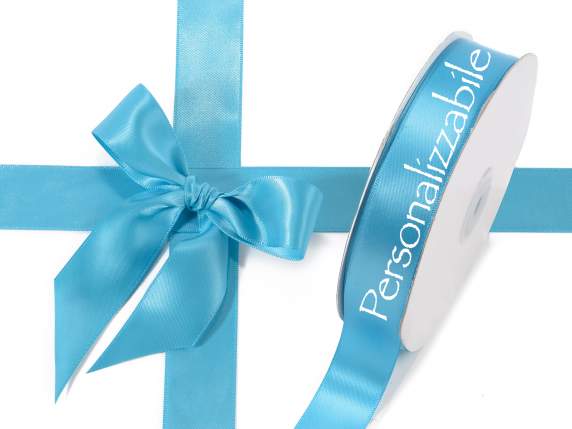 Satin double ribbon mm 25 turquoise personalized