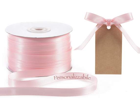 Satin double ribbon mm 10 baby pink personalized