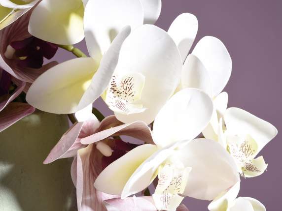 Rama de orquídea artificial de tela