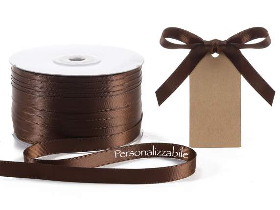 Satin ribbon mm 10 chocolate brown personalized