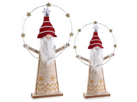 Set 2 Santa Claus in cloth with circle of LED lights