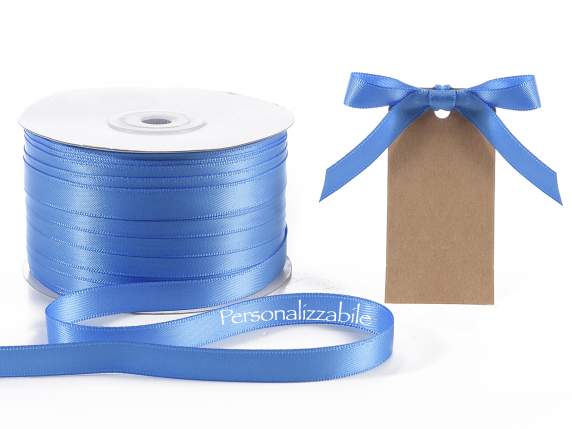 Satin double ribbon mm 10 blue personalized