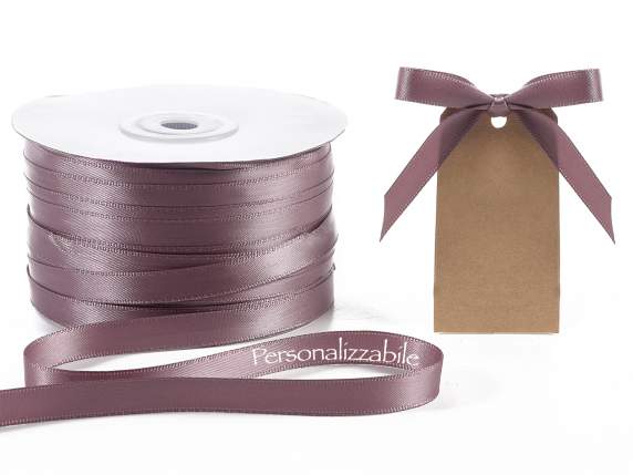 Satin double ribbon mm 10 dove grey personalized