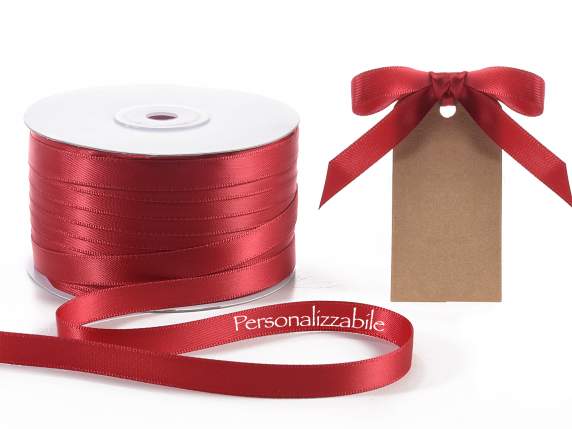 Satin double ribbon mm 10 ruby red personalized