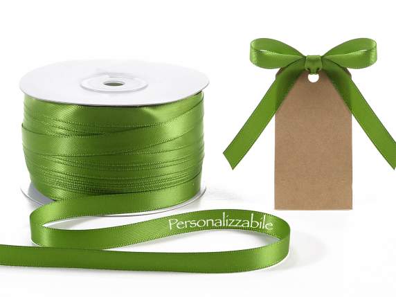 Satin ribbon roll mm 10 green garden personalized