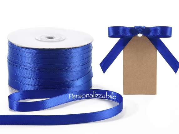 Satin ribbon roll mm 10 blue personalized