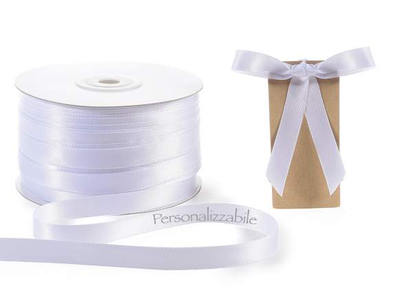 Satin ribbon roll mm 10 white personalized