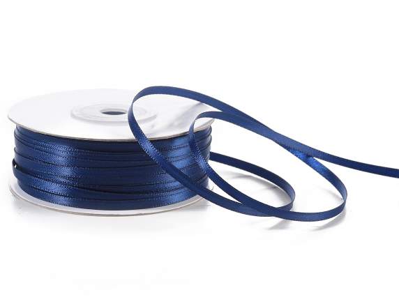 Satin ribbon roll Poly mm 3x100 mt night blue colour