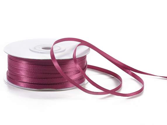 Satin ribbon roll Poly mm 3x100 mt burgundy colour