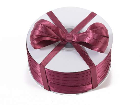 Satin ribbon roll Poly mm 6x100 mt burgundy colour