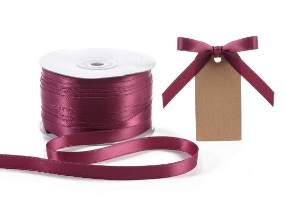 Satin ribbon roll Poly mm 10x100 mt burgundy colour