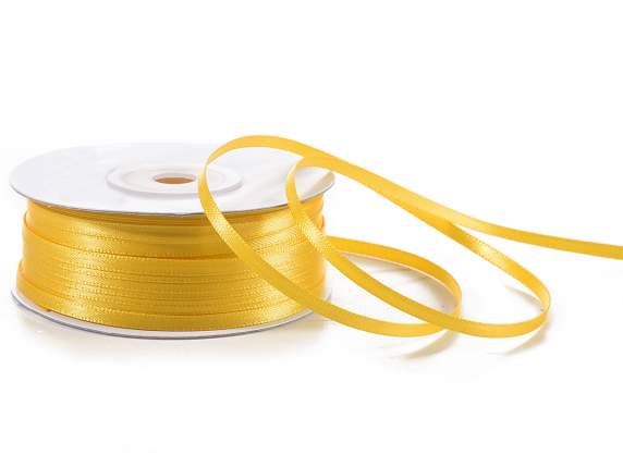 Satin ribbon roll Poly mm 3x100 mt yellow sunflower colour