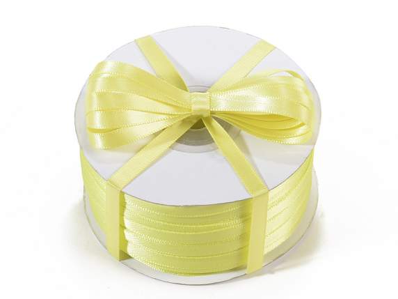 Satin ribbon roll Poly mm 6x100 mt yellow colour