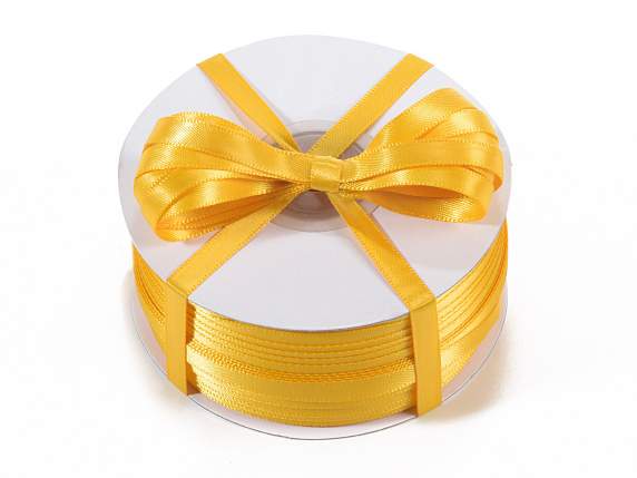 Satin ribbon roll Poly mm 6x100 mt yellow sunflower colour