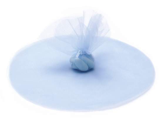 Round sugared almond sachet in tulle light blue colour