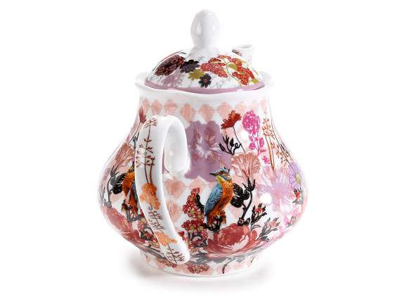 Tetera de porcelana con adornos florales Foulard
