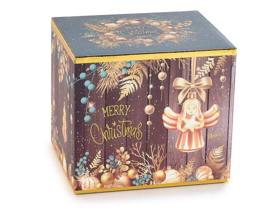 Taza de porcelana con adornos navideños Ángel en caja rega