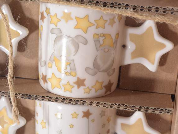 Caja de 6 tazas y platillos en porcelana Gnome Stella