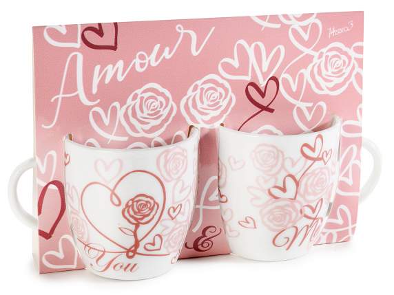 Caja de regalo con 2 tazas de porcelana Rose - Hearts