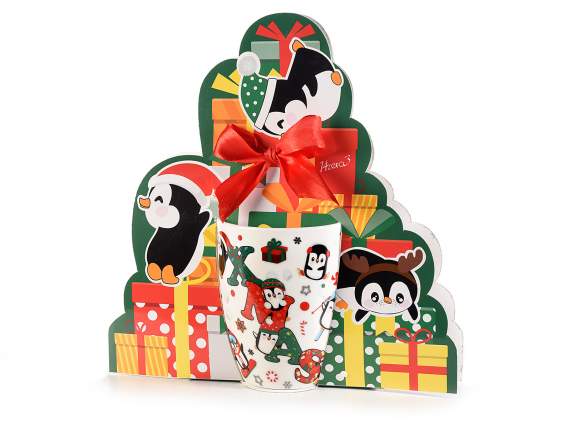 Taza de porcelana Pingüino en caja de regalo