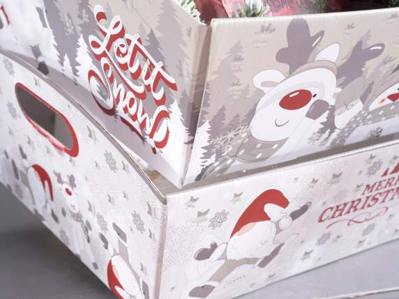 Paper tray with handles and Snow Holiday decorations