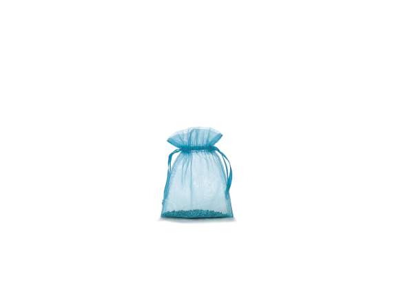 Turquoise organza bag 12x16 cm with tie