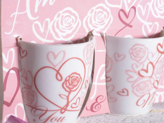 Geschenkbox mit 2 Porzellantassen Rose - Hearts