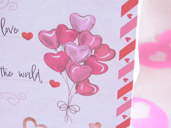 Kleine Papiertüte-Umschlag mit Valentinstag-Aufdruck