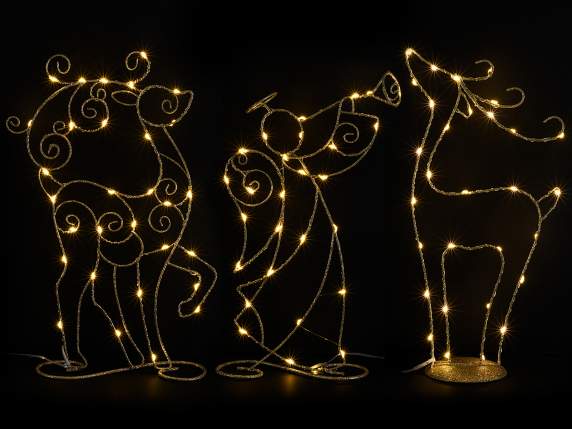 Motivo navideño en metal dorado y luces LED blancas cálidas