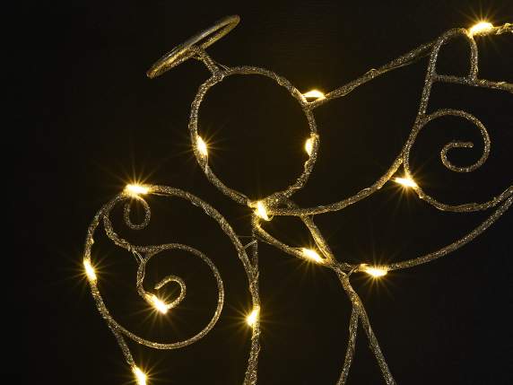 Motivo navideño en metal dorado y luces LED blancas cálidas