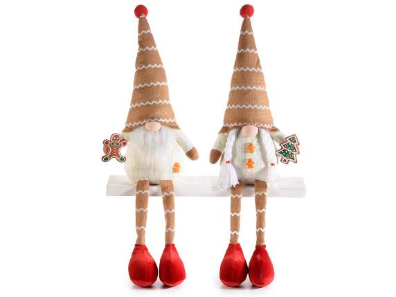 Longues jambes Père Noël-Mère Noël en tissu Biscottini