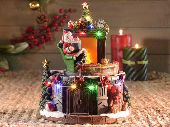 Weihnachtsmann-Spieluhr mit fahrendem Zug, Lichtern und Musi