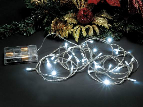 Klares Kabel mit 30 LED-Leuchten mit Batterie