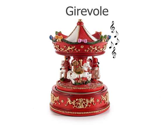 Rotating carousel carousel music box in resin with music