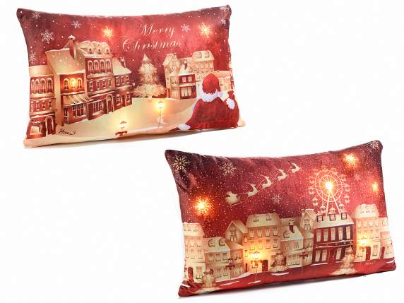Christmas Park padded cushion with removable cover w-LED l